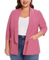 Blazer MINTLIMIT Plus Size com abertura frontal e manga 3/4 para mulheres Blazer MINTLIMIT Plus Size com abertura frontal e manga 3/4 para mulheres
