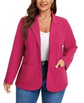 Blazer MINTLIMIT Plus Size de Manga Longa Rosa-Choque