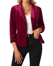 Blazer MINTLIMIT Velvet Open Front, manga 3/4 para mulheres Blazer MINTLIMIT Velvet Open Front, manga 3/4 para mulheres