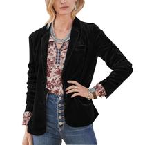 Blazer MINTLIMIT Velvet para mulheres casual de manga comprida preto S Blazer MINTLIMIT Velvet para mulheres casual de manga comprida preto S