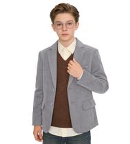 Blazer para meninos Vintagec Kids Suede Slim Fit Grey Blazer para meninos Vintagec Kids Suede Slim Fit Grey