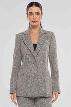 Blazer PKS Alfaiataria Tweed Elegance Preto