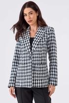 Blazer PKS Alfaiataria Tweed Preto e Branco