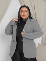 Blazer Plus Size Alfaiataria Casaco Manga Longa Feminino