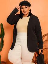 Blazer Plus Size Alfaiataria Casaco Manga Longa Feminino Blazer Plus Size Alfaiataria Casaco Manga Longa Feminino