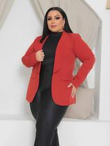 Blazer Plus Size Alfaiataria Casaco Manga Longa Feminino