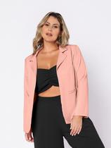 Blazer Plus Size Alfaiataria com Bolso e Sem Botão Social