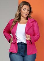 Blazer Plus Size Feminino Em Sarja Rosa Pink Tamanhos Grandes