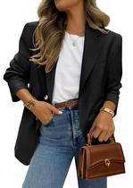 Blazer PRETTYGARDEN 2025 para mulheres, business casual, preto Blazer PRETTYGARDEN 2025 para mulheres, business casual, preto