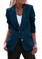 Blazer PRETTYGARDEN Azul Royal com Lapela Clássica e Botão XL