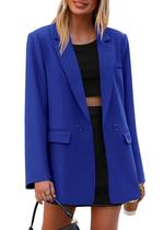 Blazer PRETTYGARDEN Azul Royal Dupla Face XL