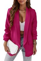 Blazer PRETTYGARDEN Fall para mulheres de manga comprida vermelha XL