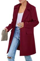 Blazer PRETTYGARDEN Manga Longa Ajuste Solto Vinho Tamanho L