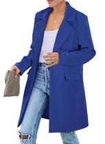Blazer PRETTYGARDEN Outono 2025 Manga Longa Azul Royal XL