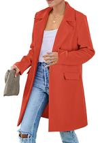 Blazer PRETTYGARDEN Outono 2025 Manga Longa Laranja Vermelho P