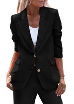 Blazer PRETTYGARDEN Preto Manga Longa Lapela com Entalhe XL Blazer PRETTYGARDEN Preto Manga Longa Lapela com Entalhe XL