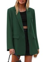Blazer PRETTYGARDEN Verde Escuro Oversized de Dois Botões Blazer PRETTYGARDEN Verde Escuro Oversized de Dois Botões