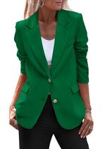 Blazer PRETTYGARDEN Verde Manga Longa Gola Notch Pequeno Blazer PRETTYGARDEN Verde Manga Longa Gola Notch Pequeno