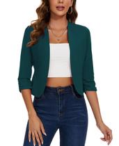 Blazer recortado, casaco feminino MINTLIMIT, ciano escuro, L Blazer recortado, casaco feminino MINTLIMIT, ciano escuro, L