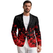 Blazer Sport Coat Zarisguat Red Love Heart Print para homens
