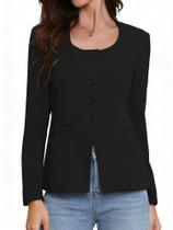 Blazer Suit Blazer Allegra K sem gola para mulheres, preto