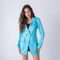 Blazer susie alongado acetinado feminino Blazer susie alongado acetinado feminino