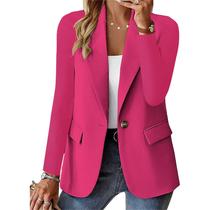 Blazer Tendrk feminino 2025 com botões, manga comprida, preto