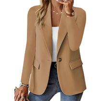 Blazer Tendrk feminino com botões, manga comprida, casual, escritório
