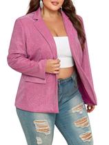 Blazer Theenkoln com decote em V com glitter, manga comprida, rosa
