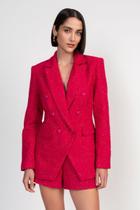 Blazer tweed alfaiataria fios de brilho feminino