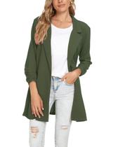 Blazer Unifizz feminino com manga 3/4 franzida e lapela entalhada