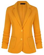 Blazer Unifizz feminino de manga 3/4 leve para escritório amarelo S