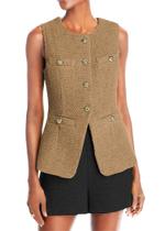 Blazer Vest Mina, colete de tweed sem mangas, feminino, 2024