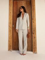 Blazer Via Lessa Faro Alfaiataria Alongado Cinza Mescla Blazer Via Lessa Faro Alfaiataria Alongado Cinza Mescla