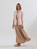 Blazer Via Lessa Paris Alfaiataria Alongado Rosa Claro