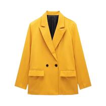 Blazer Vintage Feminino Com Dois Botões E Bolsos, Manga Longa, Decote Em V, Traje De Escritório