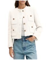 Blazer YEXPINE Cropped Tweed para mulheres, branco Blazer YEXPINE Cropped Tweed para mulheres, branco