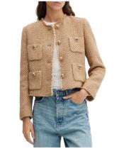 Blazer YEXPINE Cropped Tweed para mulheres, marrom Blazer YEXPINE Cropped Tweed para mulheres, marrom