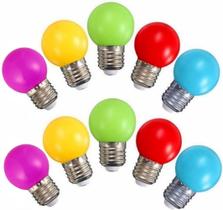 Blazers de noite com lâmpada LED G45 1W E27 multicoloridos, pacote com 10