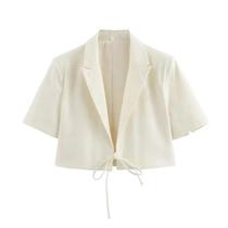 Blazers Elegantes E Chiques De Verão 2024 Para Mulheres Com Decote Em V E Amarração, Tops Finos E