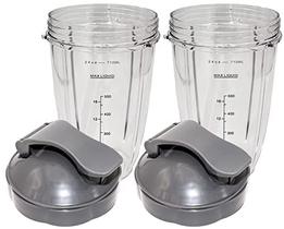 Blendin Flip Top To Go Lid com 24oz tall Cup, compatível com Nutribullet 600W, 900W, NB-101B, 900 Pro Series Blenders (2 Pack)
