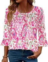 Blingfit, elegante, casual, feminina, gola redonda, manga 3/4