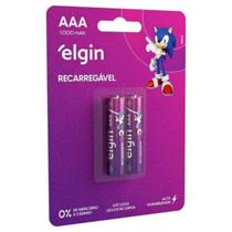 Blister 2 pilhas alcalina aaa palito 1000 mah recarregavel bateria para controle video game tv elgin