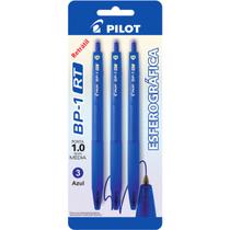 Blister Caneta Esferográfica Retrátil BP-1 1.0 c/ 3un Azul Pilot