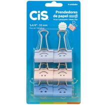 Blister com 6 Unidades Binder Clip Cis 32mm Emoji 58.2200 1 ed
