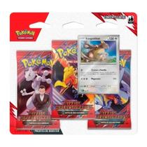 Blister Triplo Pokemon Escarlate e Violeta Rivais Predestinados Kangaskhan Carta TCG Coleção Cards