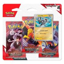 Blister Triplo Pokemon Escarlate e Violeta Rivais Predestinados Zebstrika Cartas TCG Coleção Cards