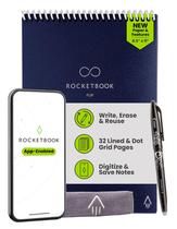 Bloc de Notas Inteligente Reutilizable Rocketbook Flip Rayado 8.5x11 Azul Marino