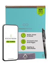 Bloc de notas inteligente Rocketbook Flip con espiral superior, líneas/puntos, tamaño A4, verde azulado