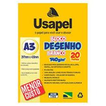 Bloco A3 140g Usapel branco 20 folhas Bloco A3 140g Usapel branco 20 folhas